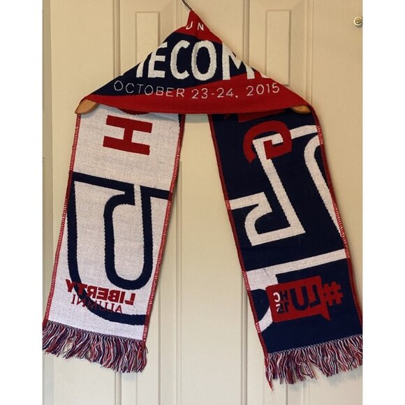 Liberty Flames Home Coming Scarf Sparky Football Red White Blue LU  University - Picture 5 of 15